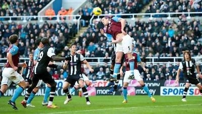Aston Villa's Richard Dunne, centre, played in the 2-1 loss to Newcastle. They host Manchester City today amid protest from the fans.
