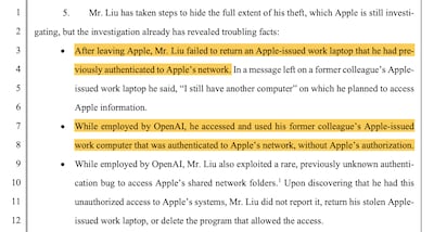 The charging document filed against OpenAI by Apple doesn't mince words.