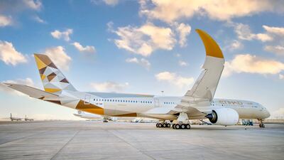 Etihad's A350 aircraft has winglet-type devices to reduce aerodynamic drag. Photo: Etihad