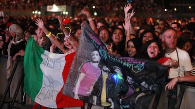 The evening’s most tender moment comes with UK number one Little Things, a sea of camera phones lighting the stadium in an effecting glow. Sarah Dea / The National