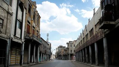 Shops in the Shurja marketplace in central Baghdad, Iraq, are closed during a lockdown. AP