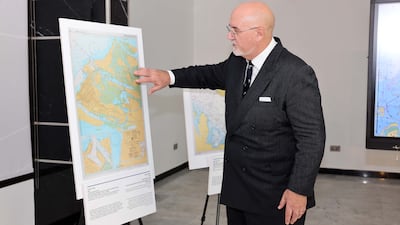 Andrew Leitch, head of archives at the UK Hydrographic Office, has visited the UAE to help launch an exhibition of printed charts and hand-rendered surveys on Abu Dhabi. All photos: Pawan Singh / The National