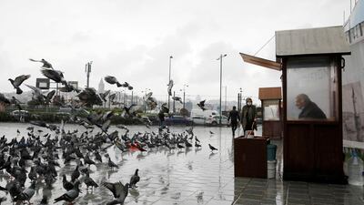 A vendor selling bird seed waits for customers in Istanbul, Turkey. REUTERS
