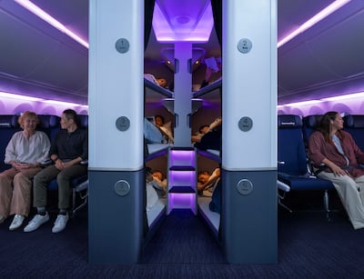 Skynest bunk beds are designed for rest in shifts. Photo: Air New Zealand