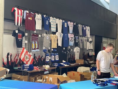 Premier League merchandise is on display during the Summer Series at FedEx field, Maryland. The National / Kyle Fitzgerald