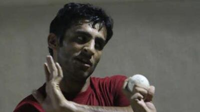 The UAE Criketer Zahid Shah during practice at the Sharja Cricket Stadium in Sharja.