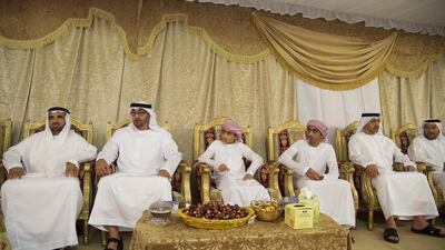 Sheikh Mohammed bin Zayed, Crown Prince of Abu Dhabi and Deputy Supreme Commander of the Armed Forces, and Sheikh Abdullah bin Zayed, the Foreign Minister, offer condolences to the family of Abdullah Khalifa Matar Al Nuaimi, who died in the line of duty while serving in Operation Restoring Hope in Yemen. Mohamed Al Suwaidi / Crown Prince Court - Abu Dhabi