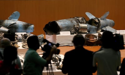 Remains of missiles recovered from the attack on Aramco oil facilities. Reuters