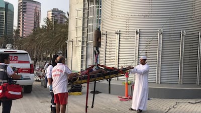 Dubai Ports Police rescue an inspector who fell into a tank by the dock near Dubai Creek. Dubai Police