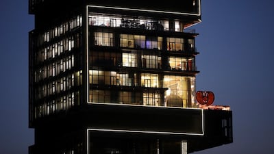 Antilia, the house of the Chairman of Reliance Industries Mukesh Ambani, is decorated during his daughter Isha Ambani's wedding, in Mumbai. Reuters