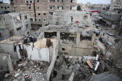 A house damaged in an Israeli strike lies in ruin in Rafah. Reuters
