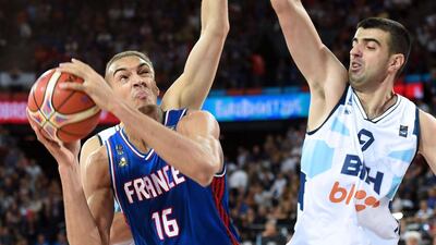France's Rudy Gobert of the Utah Jazz shown in action against Bosnia and Herzegovina on Sunday at EuroBasket 2015. Pascal Guyot / AFP