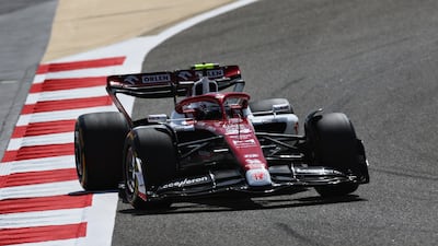 Alfa Romeo driver Zhou Guanyu on track during F1 testing. Getty Images