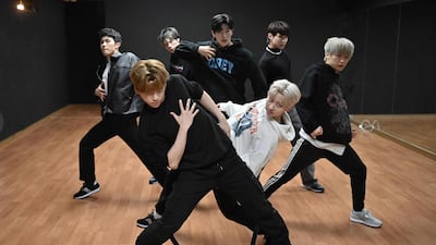 Blitzers performing during their dance practise session at a rehearsal studio in Seoul. AFP