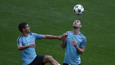 Cesar Azpilicueta, left, and Gary Cahill during a training session. Gonzalo Arroyo Moreno / Getty Images