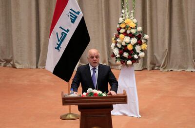 Iraqi Prime Minister Haider Al Abadi speaks during the first session of the new Iraqi parliament in Baghdad. Reuters