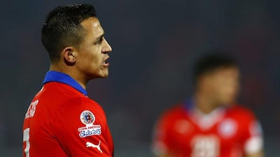 Chile's Alexis Sanchez reacts during his side's Copa America semi-final win over Peru on Monday in Santiago. Javier Valdes / EPA / June 29, 2015