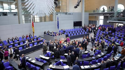 Lawmakers at the German Bundestag or federal parliament at the Reichstag building in Berlin. AP