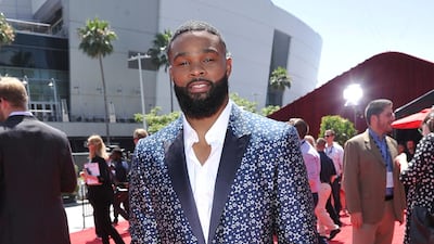 UFC fighter Tyron Woodley arrives at the Espy Awards on Wednesday, July 10, 2019, at the Microsoft Theatre in Los Angeles. AP