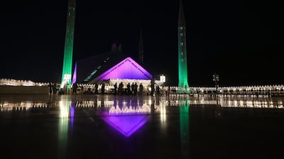 The main hall can hold up to 10,000 worshippers, while the outdoor courtyards increase its capacity to 300,000. Reuters