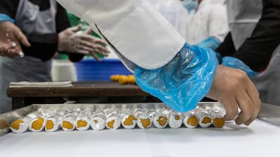 Preparing traditional Diwali sweets at the Bikanervala factory in Dubai Investments Park. All photos: Antonie Robertson/The National