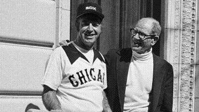 Bill Veeck, right, with the Sox player Jim Riveramis .