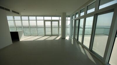 An apartment from Al Naseem 3 within Al Bandar in Raha Beach. Average apartment rents at Al Raha Beach rose 18 per cent during 2013. At the end of the year average rental rates for one-bedroom flats were from Dh90,000-110,000, two-bed Dh130,000-Dh165,000 and three-bed Dh170,000-210. Sammy Dallal / The National