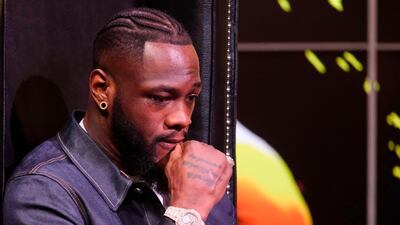 Deontay Wilder speaks during a press conference with Tyson Fury in Los Angeles. AFP