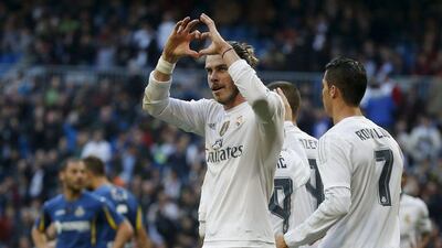 Gareth Bale celebrates a goal in Real Madrid's La Liga match against Getafe last weekend. Susana Vera / Reuters / December 5, 2015