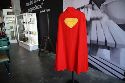 The Superman cape worn by Christopher Reeve in the 1978 film is kept on display by its owner, which isn't always the case with memorabilia. AFP