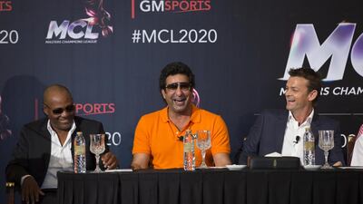 Icons share a gag at Masters Champions League launch. Dubai, 3 June 2015. Courtesy Bell Pottinger