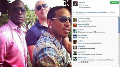 Tyrese Gibson, left, with Vin Diesel and Ludacris in a photo posted on his instagram account 12 April 2014. The three will be in the UAE to begin filming Fast & Furious 7.