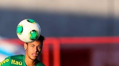 Brazil's Neymar trains ahead of the Japan match.