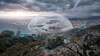 How a Rampart air defence system, protecting port and town, would look. Photo: Naval Group.
