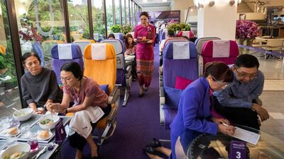 Thai Airways has launched a flight-themed restaurant in Bangkok. AP Photo