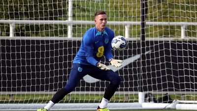 England goalkeeper Dean Henderson during training. PA