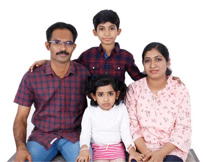 Nurse Ramya Radhakrishnan with her husband Abhilash Nambillipurath, son Adhvaith, 8, and daughter Ridhika, 4. Courtesy: Ramya Radhakrishnan