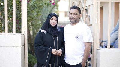 Shagufta Usman and her husband Usman Shaikh. They both have been involved in a serious accident that caused Shagufta to have seven surgeries on her leg in the past few years and will require a few more. Her husband continues to suffer from back issues. Reem Mohammed / The National
