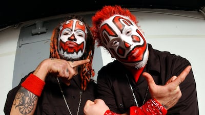 Detroit duo Insane Clown Posse first started wearing clown make-up in 1991 when they were late for their debut performance. Getty Images