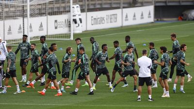 Real players during training at Valdebebas Sports City in Madrid. EPA