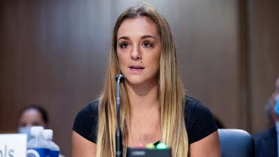US gymnast Maggie Nichols testifies on Capitol Hill. AP