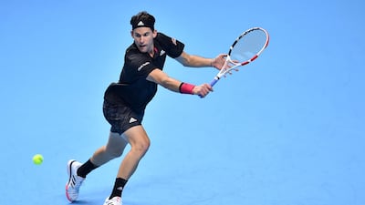 Dominic Thiem returns against Rafael Nadal. AFP
