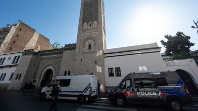 French police officers outside the Grand Mosque of Paris. AFP
