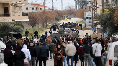 Lebanese army members secure the area in Burj Al Muluk, near the southern Lebanese village of Kfar Kila. Reuters