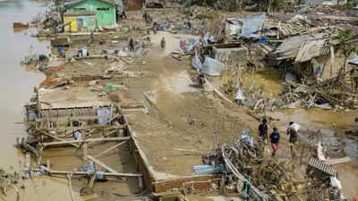 Flood-damaged homes in Kuala Simpang village in Aceh Tamiang, North Sumatra. AFP