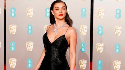 Amy Jackson at the 2019 Bafta Awards ceremony at the Royal Albert Hall in London, on February 10, 2019. AFP
