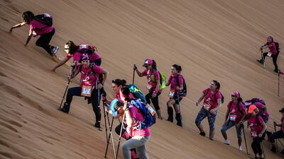 Teams consist of three women who traverse distances of up to 27 kilometres. AFP