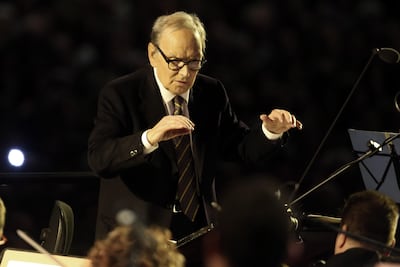 Ennio Morricone conducts a concert in Rome last November. Franco Origlia / Getty Images