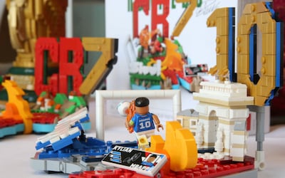 The Lego football sets double as displays for ardent fans. Reuters