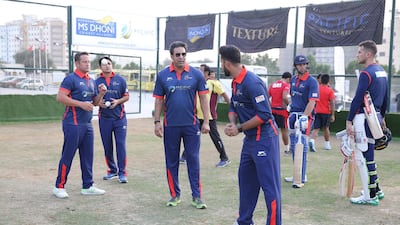Maratha Arabians, one of the franchises competing in the T10 Cricket League this week, train ahead of the curtain raiser. Courtesy Maratha Arabians